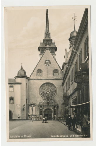 Koblenz am Rhein Jesuitenkirche und Stadthaus - Original Postkarte von 1935
