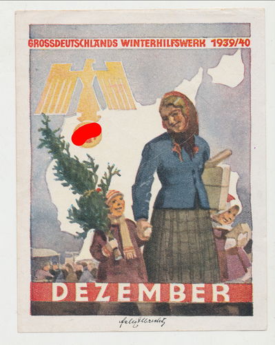 WHW Aufkleber Papier - Spendenzettel Winterhilfswerk Dezember 1939/40