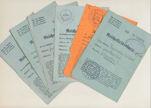 6 Stück Reichskleiderkarten Bezugsmarken 3. Reich