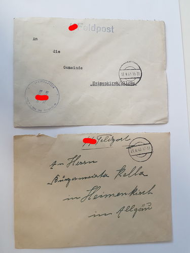 2 Stück leere Kuverts SS Feldpost SS Verband Totenkopf Art Ers Abt Dachau von 1940