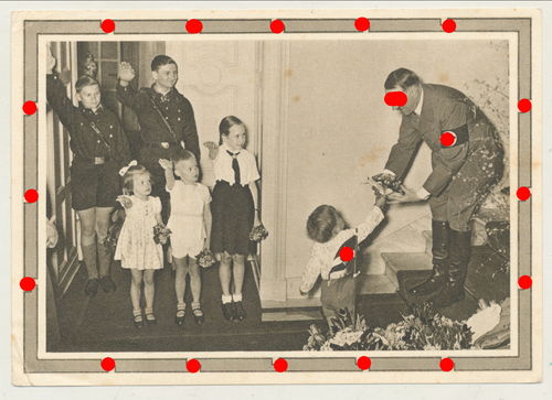 Adolf Hitler mit HJ Hitlerjugend - Original Postkarte 3. Reich