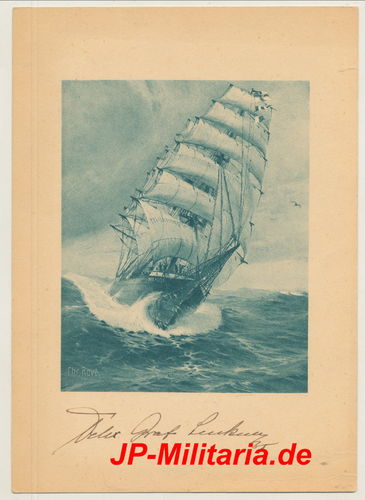 Segelschiff Bild mit Original Unterschrift Autogramm Felix Graf von Luckner - Der Seeteufel