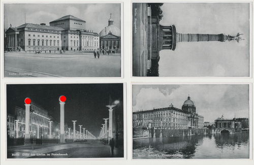Berlin Schloss - Siegessäule - Unter den Linden - Staatsoper - 4x Original Postkarte 3. Reich