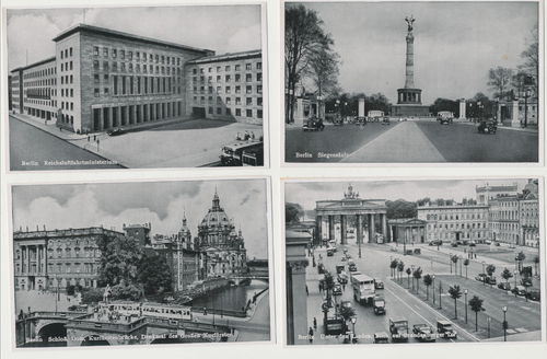 Berlin Schloss - Siegessäule - Unter den Linden - Reichs Luftfahrts - 4x Original Postkarte 3. Reich