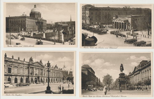 Berlin Unter den Linden Denkmal Zeughaus Schloss 4x Original Postkarte 3. Reich
