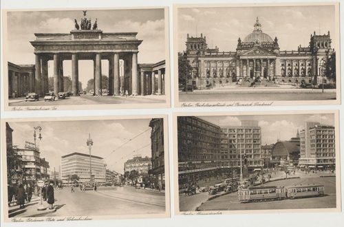 Berlin Brandenburger Tor Potsdamer Platz Bismarck Denkmal Alexander P 4x Original Postkarte 3. Reich