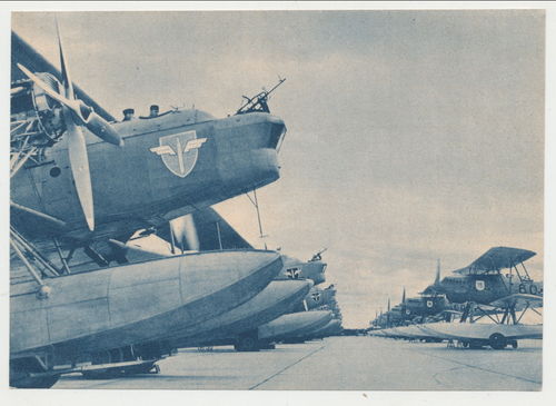 Luftwaffe See Wasser Flugzeug Flugplatz Staffelabzeichen - Original Postkarte 3. Reich