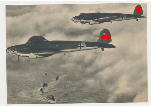Luftwaffe Flugzeug Bomber Heinkel He111 - Original Postkarte 3. Reich