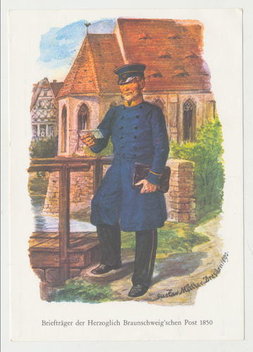 Briefträger der herzoglichen braunschweigschen Post 1850 Braunschweig - Postkarte Nachkrieg