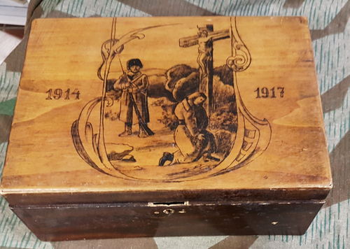 Patriotische militärische Holz Kisten Kästchen Motiv mit Russland Feldzug 1914 - 1917