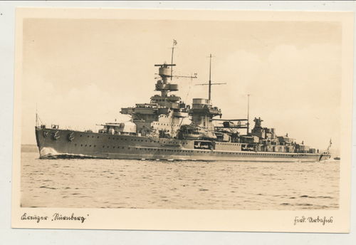 Deutsches Kriegsschiff " Kreuzer Nürnberg " Original Postkarte WK2