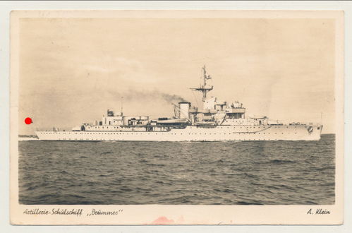 Deutsches Kriegsschiff " Artillerie Schul Schiff Brummer " Original Postkarte WK2