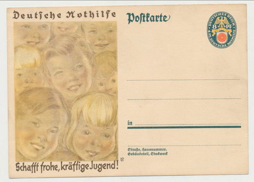 Deutsche Nothilfe " Schafft frohe kräftige Jugend " Original Postkarte Deutsches Reich