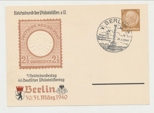 Reichsbund der Philatelisten Berlin 1940 - Original Postkarte 3. Reich