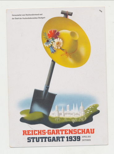Reichs - Gartenschau Stuttagrt 1939 - Original Postkarte 3. Reich mit Poststempel Briefmarke