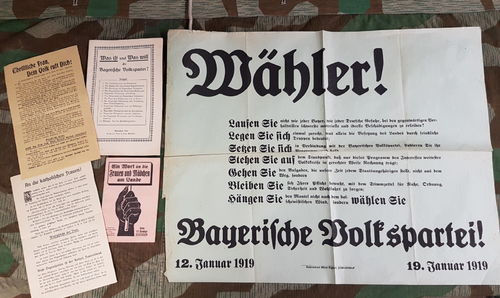 Wahlplakat & Wahl - Dokumente bayerische Volks Partei Wahl 1919
