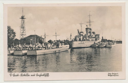 T - Torpedo Boot Flottille & Begleitschiff - Original Postkarte Feldpost WK2