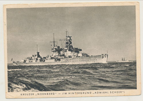 Kriegsmarine Kreuzer Nürnberg und Admiral Scheer - Original Postkarte von 1938