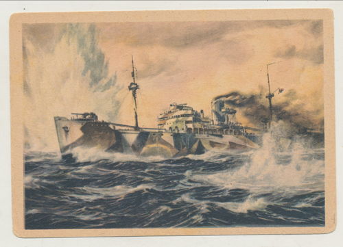 Deutsche Kriegsmarine Sperrbrecher durchbricht ein Minenfeld - Original Postkarte WK2