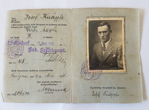 Führerschein Kl. III Saulgau Wangen Amt Pfullendorf von 1936