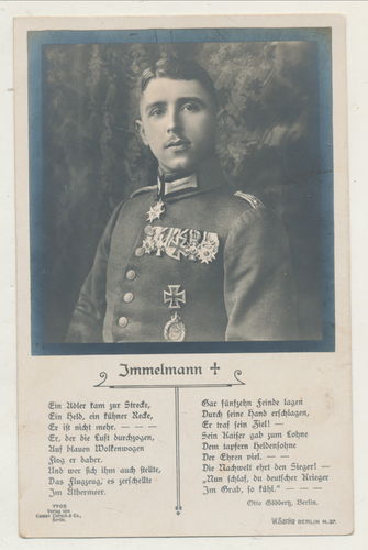 Immelmann mit Ordenspange Pour le Merite - Original Postkarte WK1