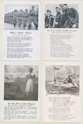 4 Original Postkarten Wehrmacht Soldatenlieder WK2