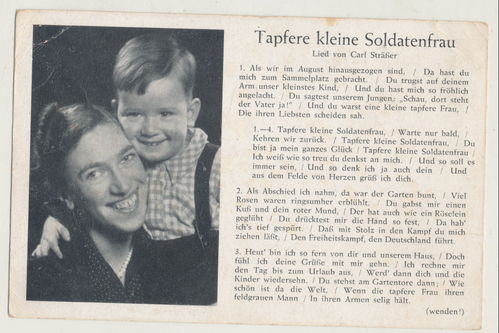 Tapfere kleine Soldaten Frau - Original Wehrmacht Lieder Postkarte WK2