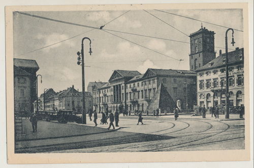 Karlsruhe Original Postkarte Poststempel von 1957 " Adolf Hitler Platz "