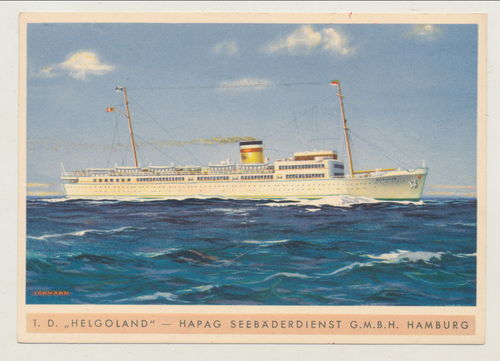 TD " Helgoland Turbinen Dampfer Schiff Hapag Seebäderdienst Hamburg - Original Postkarte