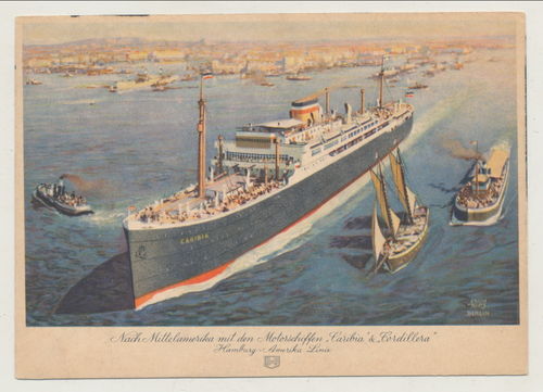 Motor Schiffe Caribia & Cordillera - Original Postkarte der Hamburg Amerika Linie