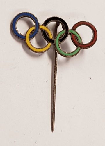 Olympiade olympische Spiele emailliertes Abzeichen 1936 Olympische Ringe