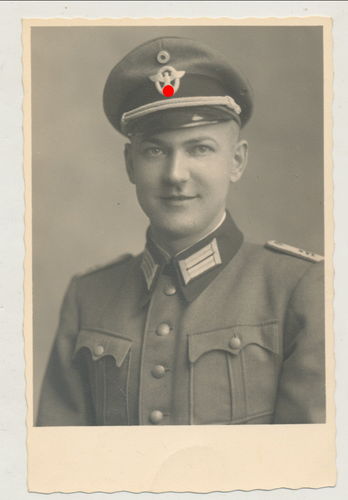Wehrmacht Polizei Original Portrait Foto OFFIZIER Schirmmütze 3. Reich