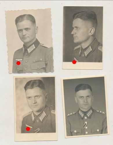 Passbild Format 4x Original Portrait Foto Wehrmacht Offizier & Feuerwehrlöschpolizei Feuerwehr WK2