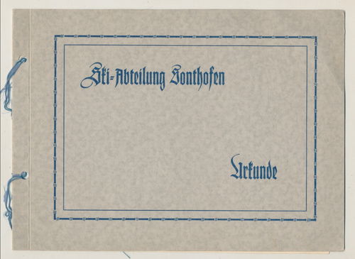 Reichsbund für Leibesübungen Sport Urkunde der SKI Abt Sonthofen 1941