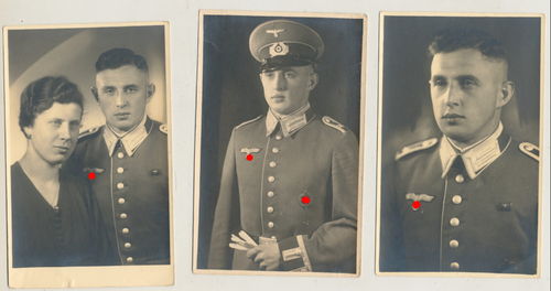 3 Portrait Foto Wehrmacht Unteroffizier mit SA Sportabzeichen in Parade Uniform WK2