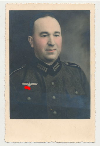 Farb Portrait Foto coloriert deutscher Wehrmacht Soldat Original Portrait Foto WK2