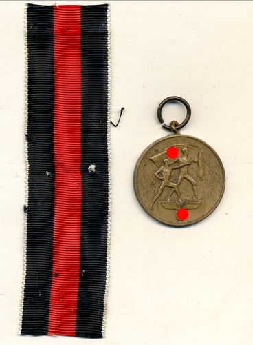 Einmarschmedaille Sudetenland 1. Oktober 1938 mit Band
