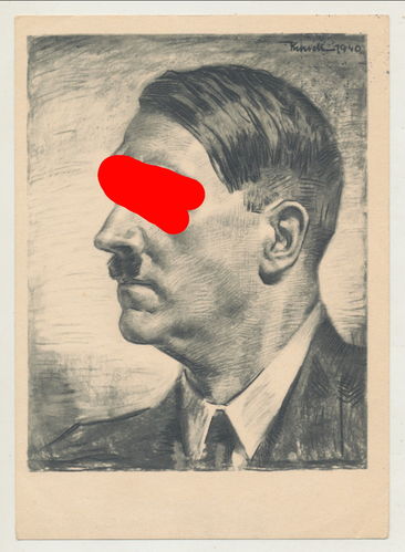 Adolf Hitler Portrait Postkarte mit Poststempel Rothenbach 1944