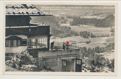 Reichskanzler Adolf Hitler auf Terasse Wachenfeld Berghof Obersalzberg Original Postkarte 3. Reich