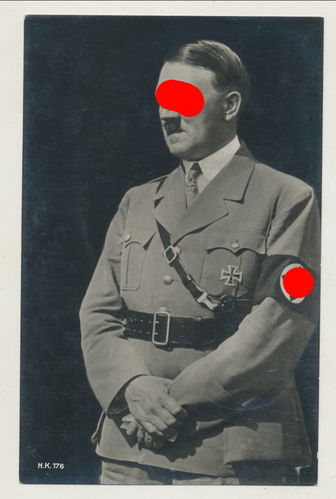 Adolf Hitler Original Portrait Postkarte 3. Reich mit Poststempel Linz 1938