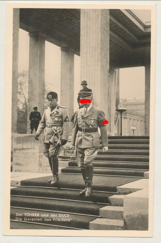 Adolf Hitler und der Duce Mussolini - Original Postkarte 3. Reich