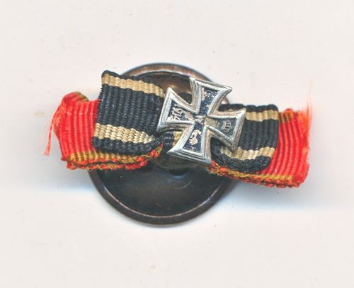 Knopflochspange für EK und Luitpold Medaille Bayern mit aufgelegten Eisernen Kreuz 1914/18