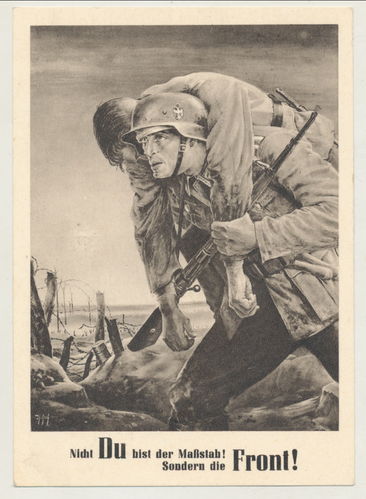 Wehrmacht Front Verwundeter Kamerad im Kampf Original Postkarte 1943