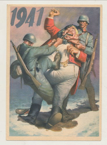 1941 - italienische Propaganda Postkarte Churchill Karikatur 3. Reich