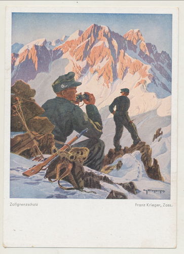 Zollgrenzschutz im Gebirge - Original Postkarte 3. Reich