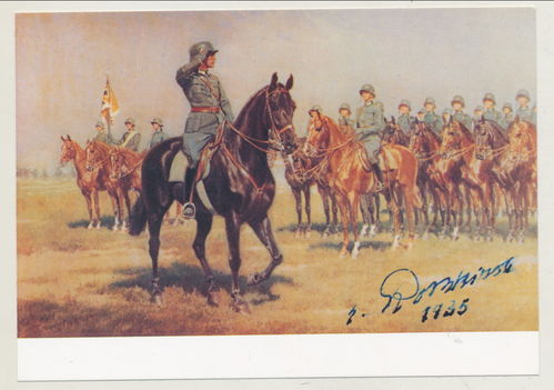 Wehrmacht Kommandeur Kavallerie Rgt 15 Paderborn - farbige Original Postkarte WK2