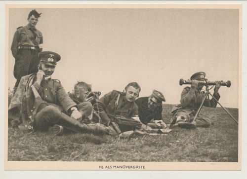 HJ Hitlerjugend als Manöver Gäste - Original Postkarte 3. Reich