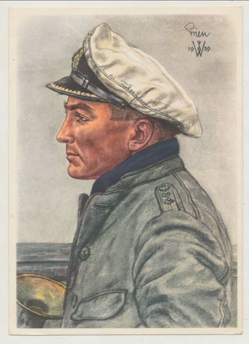 Kriegsmarine Willrich Postkarte Kapitänleutnant Prien Ritterkreuz Original Postkarte 3. Reich