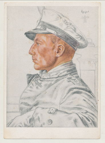 Kriegsmarine Willrich Postkarte Kapitänleutnant Schuhart Ritterkreuz Original Postkarte 3. Reich