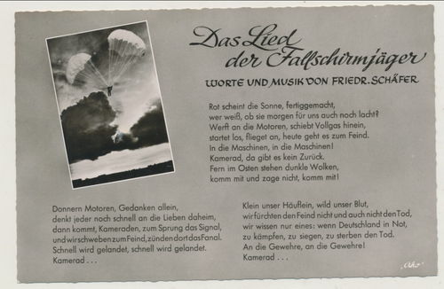 Das Lied der Fallschirmjäger - Rot scheint die Sonne ... Original Postkarte WK2